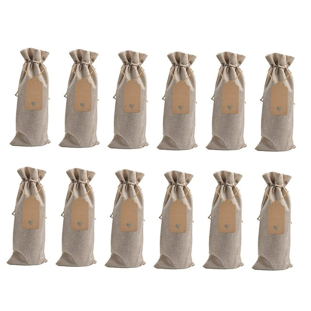 12 bolsas de arpillera para vino, bolsas de regalo para botellas de vino, bolsas de vino para fiestas. Beige