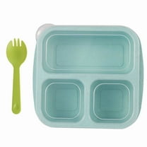 3-Compartment Bento Snack Containers for Institute or Travel, Reusable Meal Prep Box for Meal Prep and Lunchables, Microwave Safe and Stackable Design, UKHBMC | Green