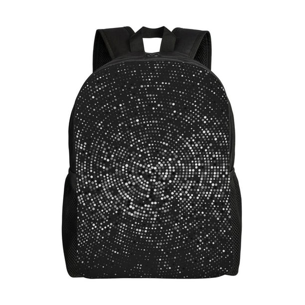 Disketp Black And White Dotted Mochila Unisex de Apertura Lateral Completa, Mochila para Laptop para Escuela, Trabajo y Viajes