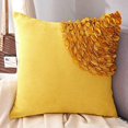 thumbnail image 1 of Decorative 3D Floral Throw Pillow Cover Ultra Soft Velvet Cushion Case Square Home Sofa Bed Room Farmhouse Decor 18 x 18 Inch Yellow, 1 of 4