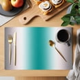 thumbnail image 2 of Gray Teal Green Placemats Set of 4 Modern Gradient Geometric Place Mats Indoor Wipeable Table Mats Washable Cloth Dining Table Placemats for Kitchen Holiday Party Home Decor 13x19 Inch, 2 of 9