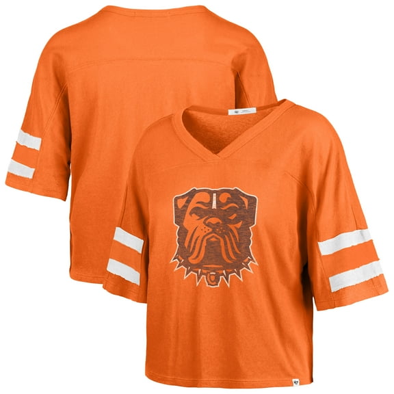 Women's '47 Orange Cleveland Browns Premier Scout Cropped V-Neck T-Shirt