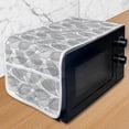 thumbnail image 1 of Muted Colors Microwave Oven Cover, Pattern of High Detailed Leaf Silhouettes with Dots and Stripes, Water Resistant Organizer with Pockets Kitchen, 36" x 12", Dark Grey and Pale Taupe, by Ambesonne, 1 of 4
