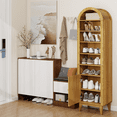 thumbnail image 4 of PULUOMIS 71" Tall Arched Cabinet with Doors, Solid Wood Legs, Adjustable Shelves for Vertical Storage, Narrow Arched Storage Bookcase, Space Saving Organizer for Bathroom, Living Room, Home Office, 4 of 7