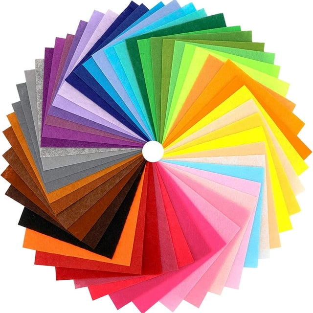 LEEYNEER 40Pcs Felt Fabric Squares DIY Craftwork Felt Crafts Assorted Colors Textile Fuzzy Fabrics for Sewing