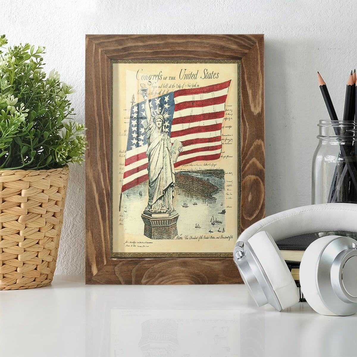 USE D # Proud To Be An American I -Framed Print w/glass-Walnut