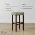 thumbnail image 3 of Nathan James Hylie Nailhead Wood Pub-Height Counter Bar Stool 29" Gray Fabric Cushion Dark Brown Finish, 3 of 7