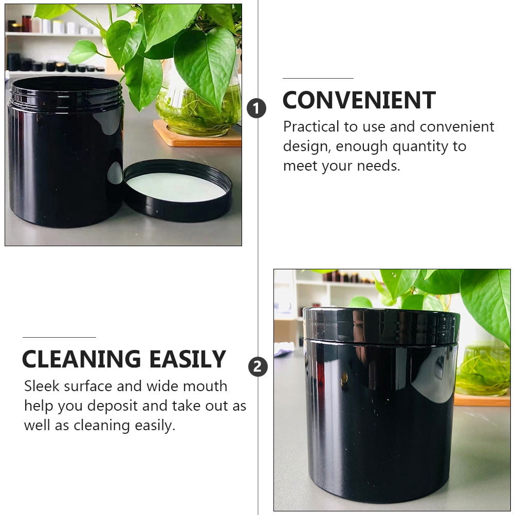 KHBUAB 12Pcs Black Plastic Cosmetic Jars Leak Proof Cream Containers for Travel Storage