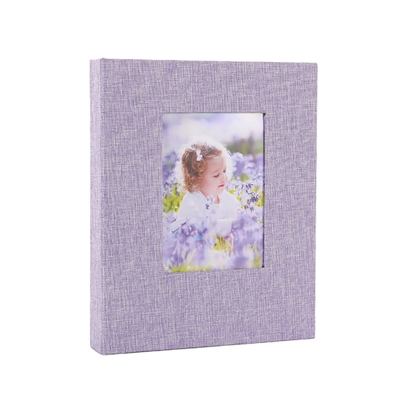 YIEMEEN 4x6 Photo Album With Front Window And Clear Page Holds 144 Photos Linen Cover Picture Book For Family Travel Wedding