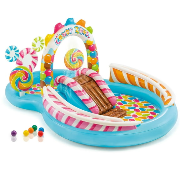 Intex Kids Inflatable Candy Zone Swim Play Center Kids Splash Pool w/ Waterslide