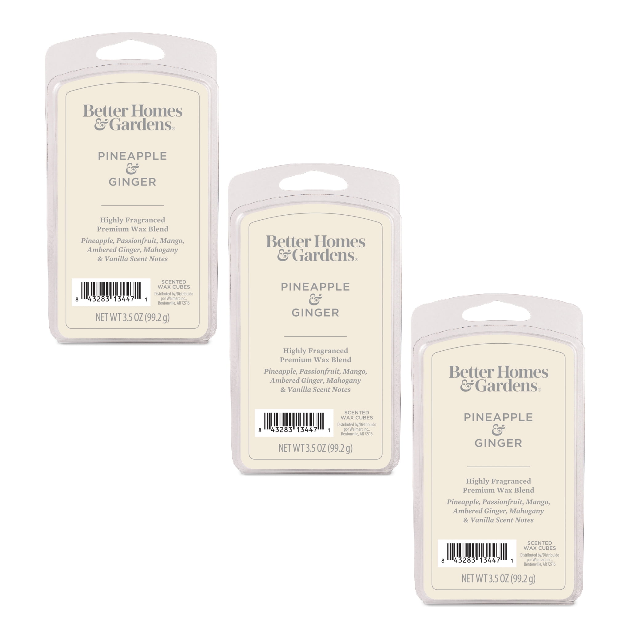 Pineapple & Ginger Premium Scented Wax Melts, Better Homes & Gardens, 3.5 oz (3-Pack)