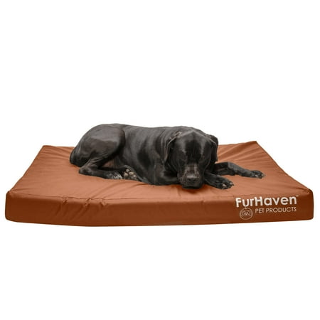 UPC: 0842229125375 | FurHaven Pet Products Indoor/Outdoor Oxford Deluxe Full Support Pet Bed for Dogs & Cats – Chestnut  Jumbo Plus