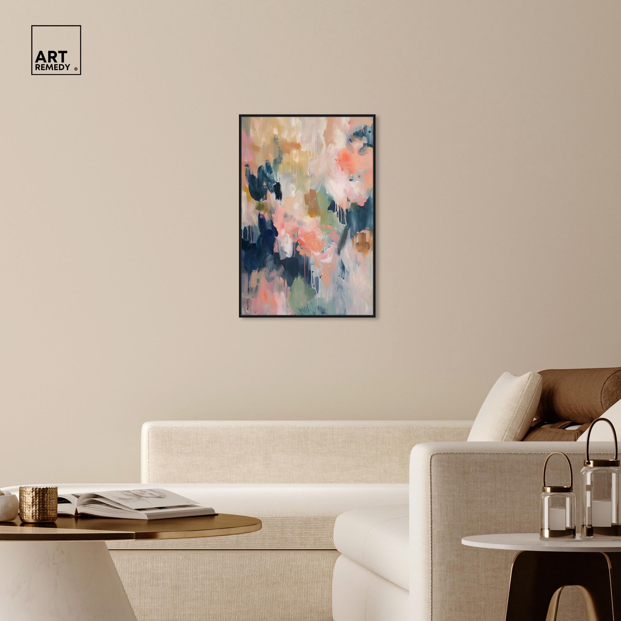Blush of Nature Canvas Colorful Pastel Art by Art Remedy, Black Frame, 24" x 36"