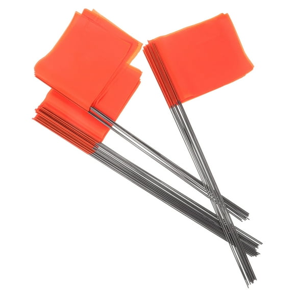 Raindrops 50Set Orange Lawn Garden Marking Flags for Pet Invisible Fences with Steel Wire and PVC 14.96X5X0.04in