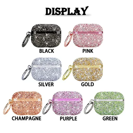 Bling Glitter Diamond Protective Case Cover For Apple Airpods 1/2/3/4/Pro2 Sparkly Shockproof Earphone Case Cover For Girls Women