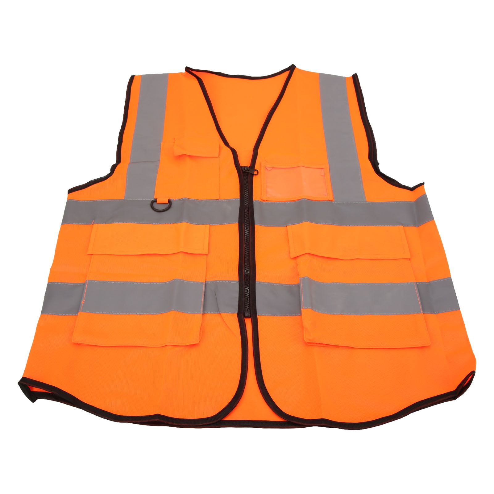 LLC Safety Reflective Vest Multiple Pockets Waterproof High Visibility Zipper Front Safety Vest for Guardian Orange