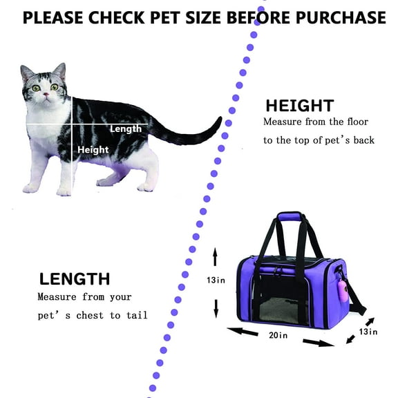 Cat Carrier Dog Carrier Pet Carrier Cat Bags for Small Medium Cats Dogs Puppies of 15 Lbs,of Airline Approved Small Dog Bag Soft Sided,Collapsible Travel Puppy Carrier (Large, )