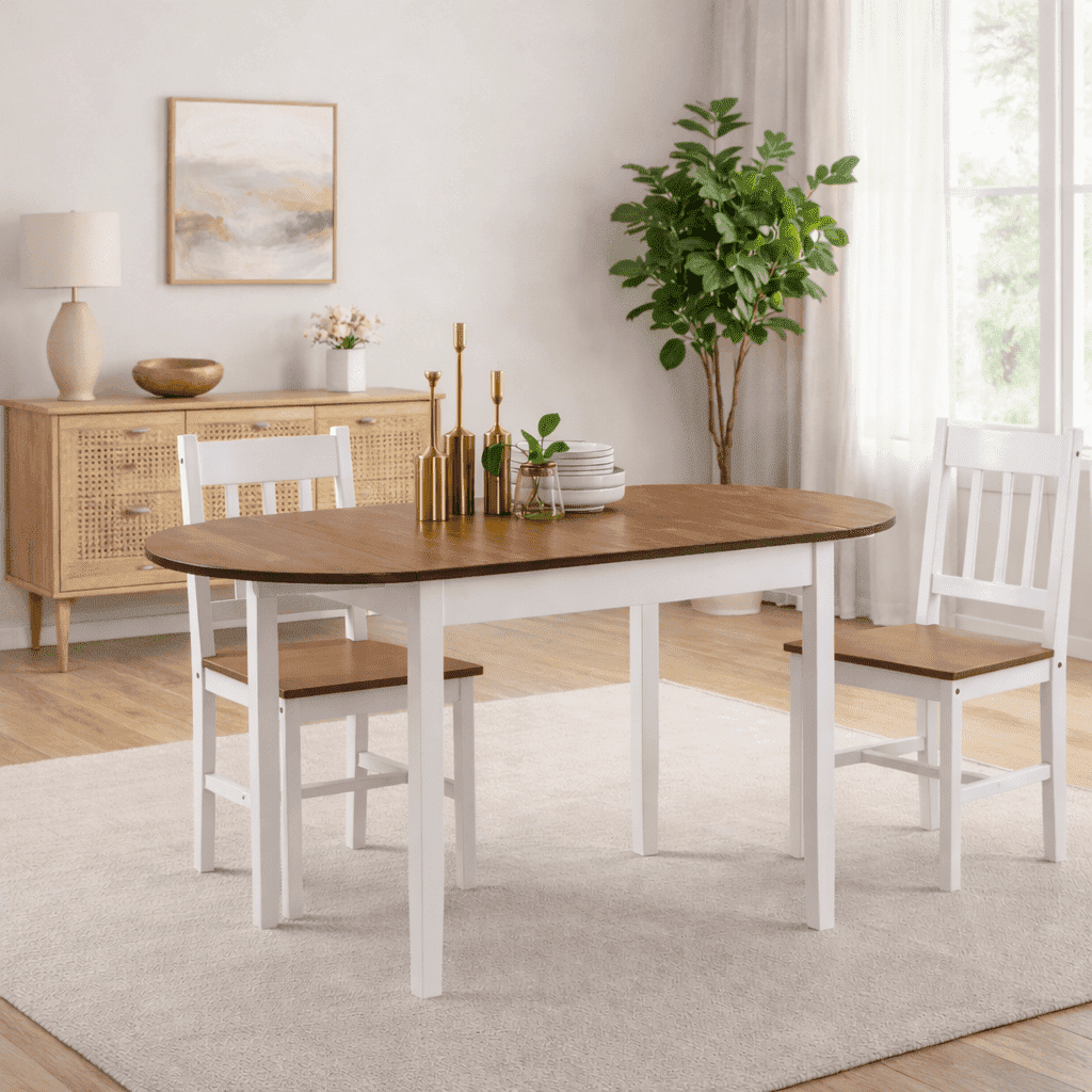 PAPROOS Drop Leaf Dining Table, 31''-55'' Extendable Kitchen Table for 6, Folding Dining Table, Solid Wood Dining Room Table, Small Dinner Table for Kitchen, Breakfast Nook, Brown(Only Table)