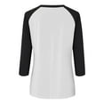 thumbnail image 4 of Rciityk Womens 3/4 Sleeve Blouses Summer Casual Patchwork Solid Color Crew Neck T-Shirt Daily Plus Size Loose Pullover Tops, 4 of 7