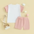 thumbnail image 3 of Bagilaanoe 2pcs Toddler Baby Girl Boy Shorts Set Short Sleeve Letter Print T Shirt Tops + Shorts 3M 6M 12M 18M 24M 3T Kids Casual Summer Clothes, 3 of 8