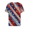 thumbnail image 5 of Feancey 4th of July Shirt Women American Flag Sequin Print V Neck Henley Tops 2024 Summer Short Sleeve Patriotic T Shirts Casual Loose Independence Day Blouse,Multicolor,L, 5 of 5