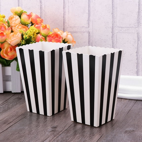 ETEREAUTY 12Pcs Paper Popcorn Boxes in Black for Movie Night Snack Storage and Party Serving