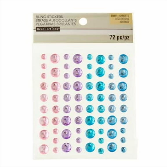 12 Packs: 72 ct. (864 total) Pastel Rhinestone Stickers by Recollections