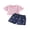 Pink, variant on BemeyourBBs Toddler Baby Girl Summer Clothes 2 Piece Denim Outfits Short Sleeve T Shirt Tops and Bow Cherry Embroidery Jeans Shorts Set Toddler Girls Spring Summer Outfit