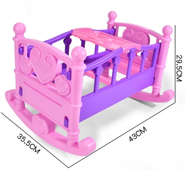 Cuna De Muñecas Miniatura | Mueble Para Casa De Muñecas Con Barandillas Móviles | Decoración Y Accesorio Infantil