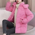 thumbnail image 6 of Women's Winter Warm Plus Size Puffer Coat Casual Colored Long-Sleeved Hooded Jacket Lightweight Puffer Jacket(Hot Pink 3XL), 6 of 7