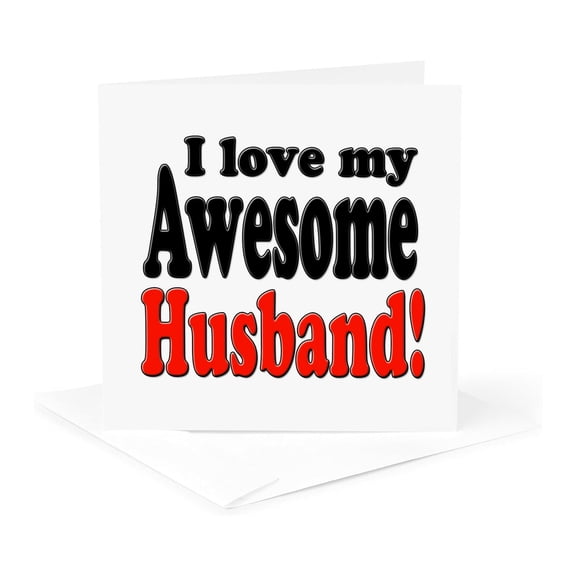 3dRose, I love my awesome husband, Red,, 1 Greeting Card with envelope