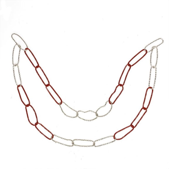 Roman 3' Red/Silver Loops Round Unlit Artificial Christmas Chain Garland