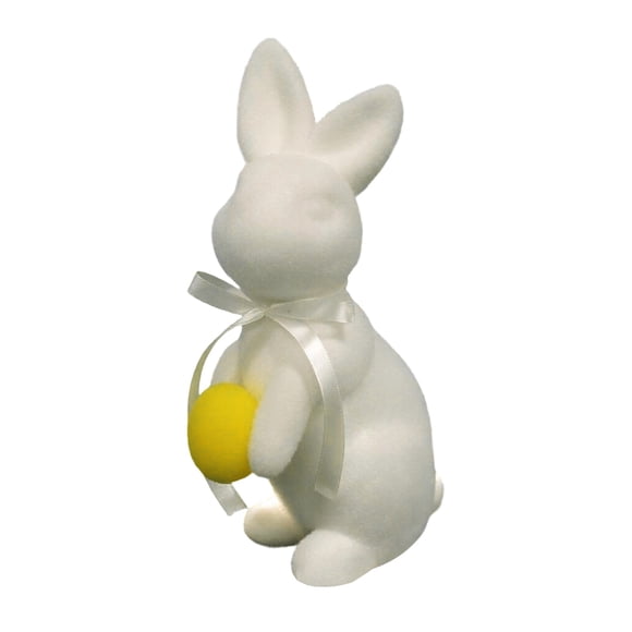 Desktop Ornament Easter Bunny Figurines for Home Tabletop Flocked Rabbit Statues for Living Room and Farmhouse Interior Use Indoor Safe Foam and Polyester Crafty Figurines