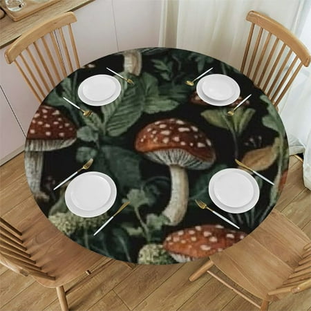 

Orinice Mushrooms Plants Forest Round Tablecloth Stain-Resistant and Washable Ideal for Indoor and Outdoor Use 100% Polyester Table Cover for Restaurants Weddings Parties 54 -58