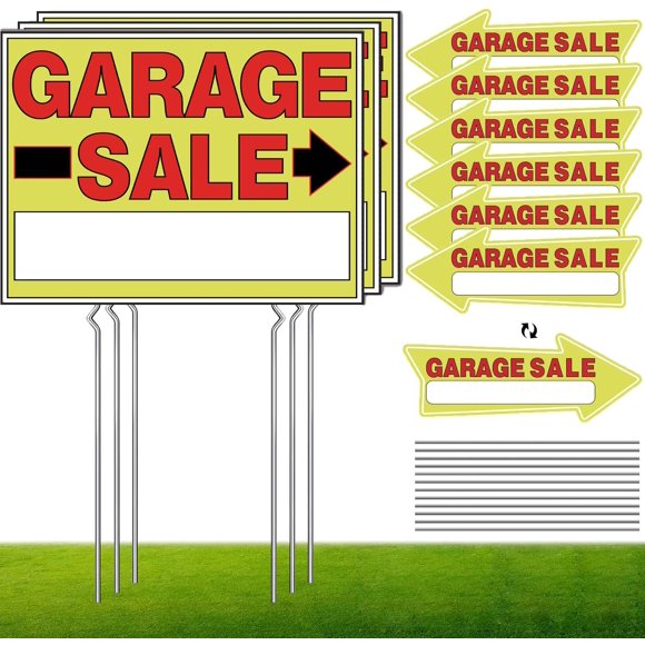 Carteles para venta de garaje SCNWQ, paquete de 9, estacas metálicas impermeables
