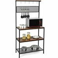 thumbnail image 1 of Gymax 4-Tier Kitchen Bakers Rack Microwave Oven Stand Industrial w/Hooks & Mesh Panel, 1 of 10