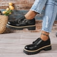 thumbnail image 4 of Women Round Toe Mary Jane Platform Loafers Chunky Lug Block Heel Non Slip Oxford Shoes Fall Casual Footwear Black 7.5(40), 4 of 9