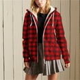 thumbnail image 2 of Womens Checkered Print Sweatshirt Color Block Hoodies Long Sleeve Jackets Coats Flannel Blouse Tops Comfort Casual Sweatshirt with Pockets, 2 of 6