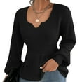thumbnail image 4 of IROINNID Womens Sweater V-Neck Pullover Sweater Solid Color Comfy Mid-Length Long Sleeve Sweater, 4 of 9