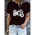 thumbnail image 1 of Camiseta De Verano Mujer1pc Women'S Casual Crew Neck T-Shirt with Geometric Motorcycle Print, Polyester Knit Fabric, Medium Stretch, All-Season Fashion TopFather's Day, Mother's Day, New Year, Sprin, 1 of 7