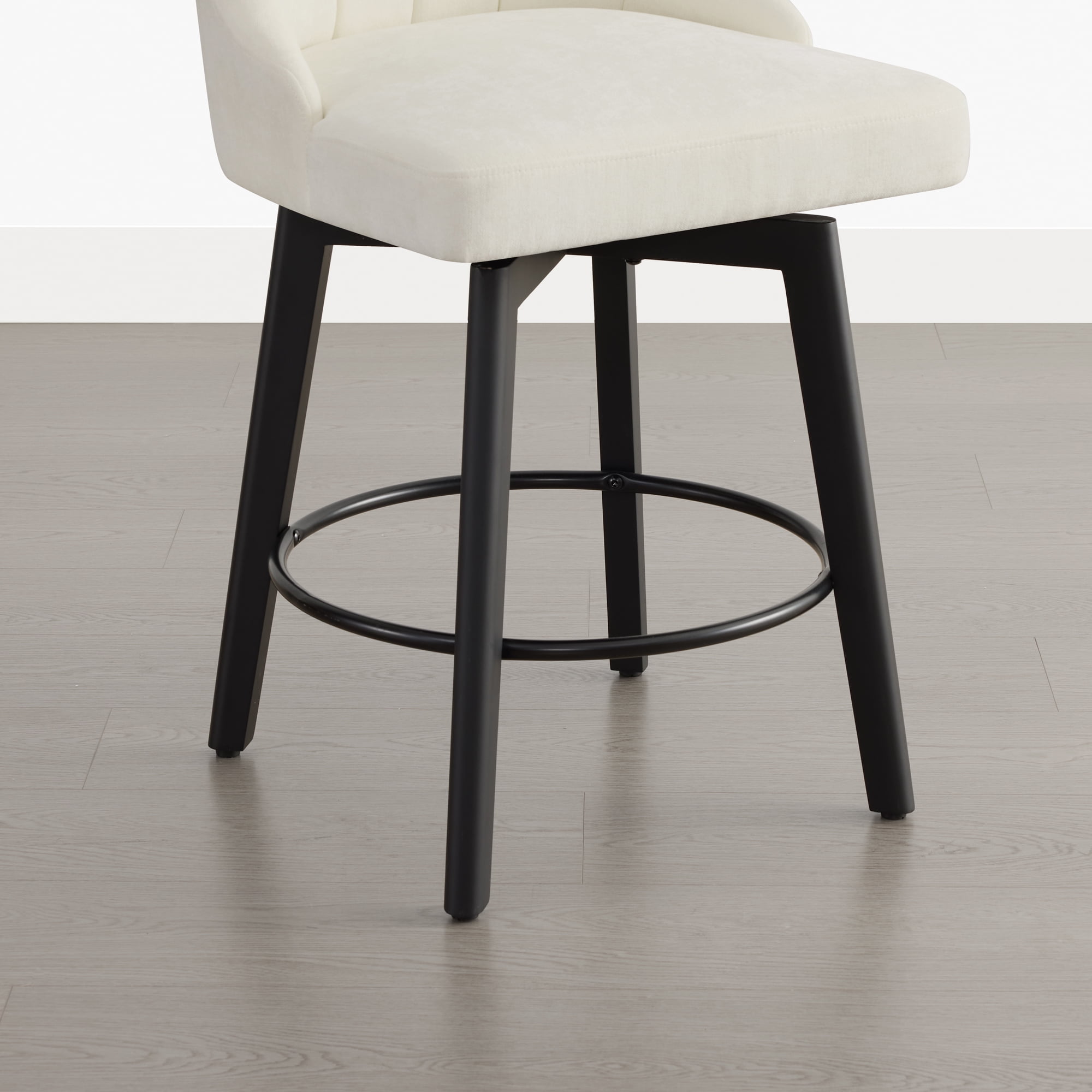 Spruce & Spring Modern Upholstered Swivel Bar Stool with Wide Seat for Kitchen Island or Dining Space Set of 2, Ivory