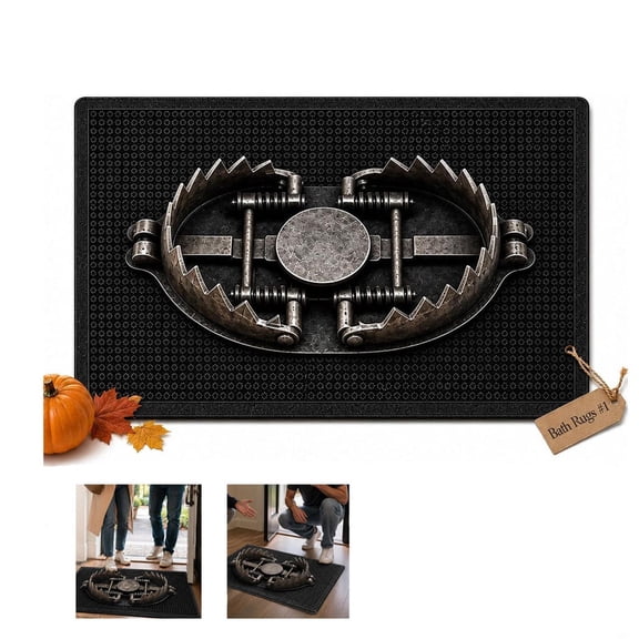 AOKISEN New Trick Trap 3D Illusion Door Mat, Trap Pattern Halloween Rug, Horror Scary Non Skid Quick Dry, for Bathroom Bedroom Entrance and Porch