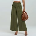 thumbnail image 5 of Timegard Wide Leg Pants for Women Elastic Waist Solid Color Casual Loose Comfy Trousers with Pockets, 5 of 7