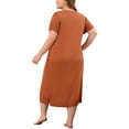 thumbnail image 3 of Agnes Orinda Women's Plus Size Nightgowns Crew Neck Short Sleeves Sleep Dress Cats Print Pajamas Lounge Home with Pocket 4X Caramel, 3 of 6