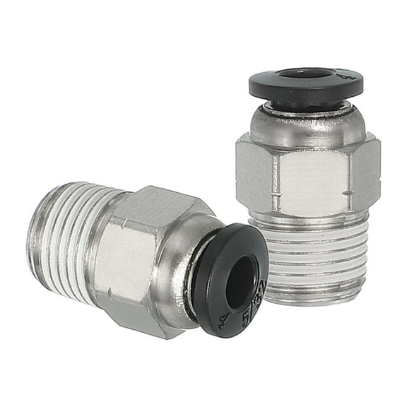Uxcell NPT Push to Connect Air Fittings, Male Straight NPT Thread Connector Black 5/32" OD-1/8" NPT 2