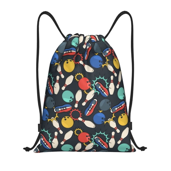 Defioc Bowling Ball for Drawstring Backpack Sports Gym Bag for Women Men Children Adult Sackpack Yoga Bag for Wet Swimming,Gym,and Workout Gear -Small