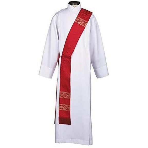 "Catholic Avignon Collection Deacon Stole (Red) 5"" W x 110"" L   2"" Fringe"