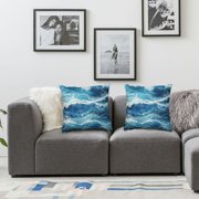 Ocean Themed Throw Pillow Covers Set, Square Watercolor Waves Printed Pattern Decorative Cushion Cover, for Sofa Couch Home Farmhouse Decor Cushion Case