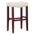 thumbnail image 3 of 29" Upholstered Saddle Seat Bar Stool (Set of 2) in Beige, 3 of 5