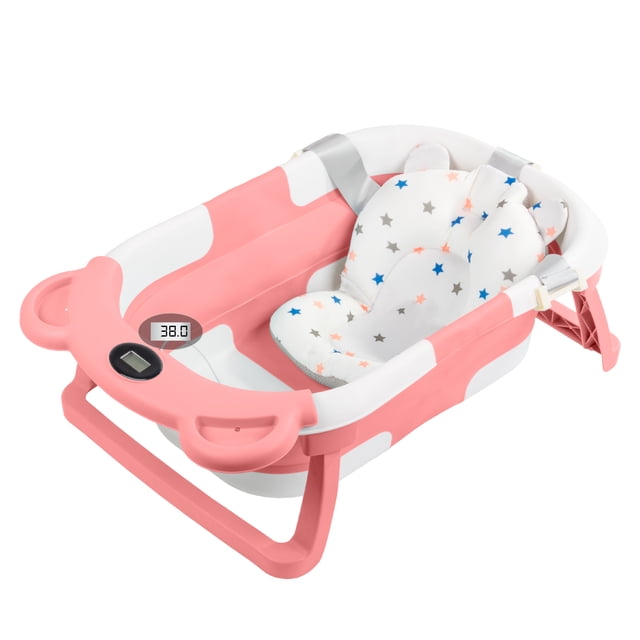 Bañera para Bebé Plegable con Sensor de Temperatura y Cojín Antideslizante